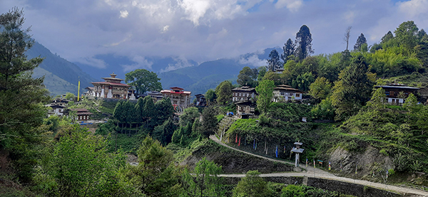 Village of Sephu with Wangdue Choki Goenpa